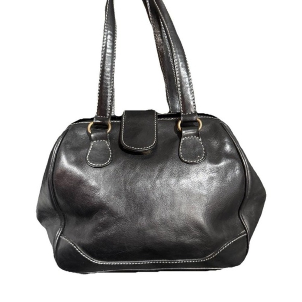 Vtg Talbots Shoulder Bag Black Leather‎  Shoulder Strap Y2K Hobo